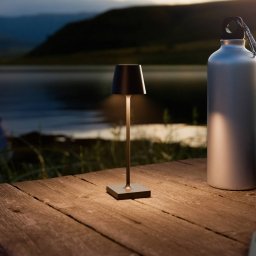 Sigor Nuindie pocket LED rechargeable table lamp, black, IP54, dimmable