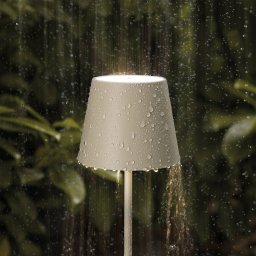 Sigor Nuindie mini LED rechargeable table lamp, USB-C, beige, IP54, dimmable
