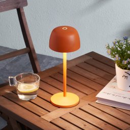 Lindby LED table lamp Areitty, orange, set of 2, aluminium