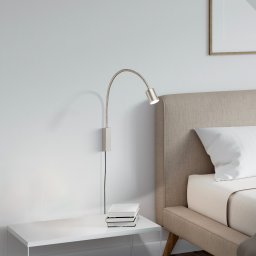 FISCHER & HONSEL LED wall light Justi, nickel-coloured, height 52 cm, metal
