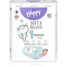 BELLA Baby Happy Soft&Delicate disposable nappies with absorbent channels Newborn 2-5 kg 82 pc