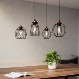 TK Lighting Galaxy pendant light with four cage lampshades