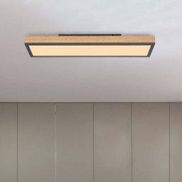 Globo Doro LED ceiling light, length 60 cm, oak, wood