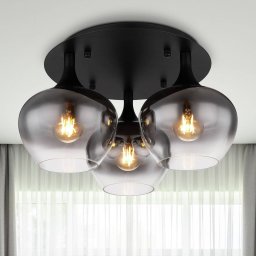 Globo Maxy ceiling light, Ø 45 cm, smoke grey, glass, 3-bulb.