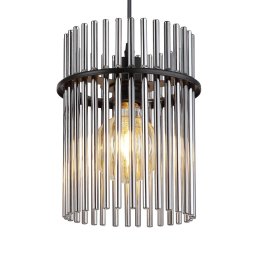 Globo Gorley pendant light, length 110 cm, smoke grey, 4-bulb, glass
