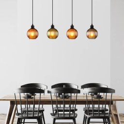 Globo Zumba hanging light, green/bronze/petrol, 90 cm, 4-light, glass