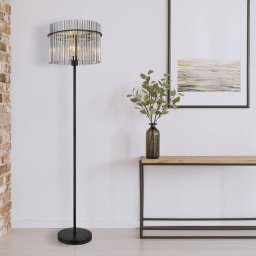 Globo Gorley floor lamp, height 152 cm, smoke grey, glass/metal