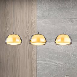 Globo Jella pendant light, length 95 cm, smoke grey, 3-bulb, glass