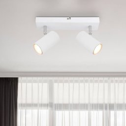 Globo Robby downlight, white, length 26 cm, 2-bulb, metal