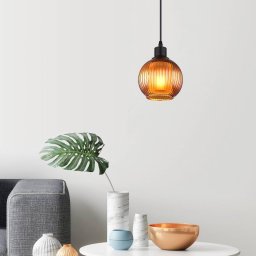Globo Zumba pendant light, bronze-coloured, Ø 15 cm, glass