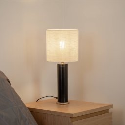 Argon Romina table lamp with linen shade, black base