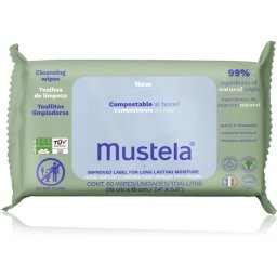Mustela Compostable at Home Cleansing Wipes Cleansing Wipes with fragrance for children from birth 60 pc