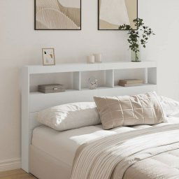 vidaXL Headboard Cabinet with LED White 160x17x102 cm
