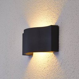 Lucande LED wall light Jace, anthracite, metal, 28cm, IP54