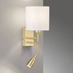 FISCHER & HONSEL Wall lamp Dreamer LED reading arm brass/chintz white