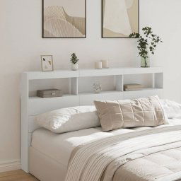 vidaXL Headboard Cabinet with LED White 180x17x102 cm