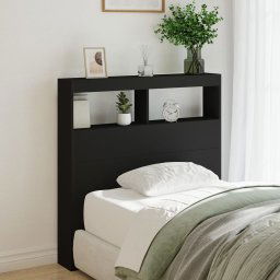 vidaXL Headboard Cabinet with LED Black 100x17x102 cm
