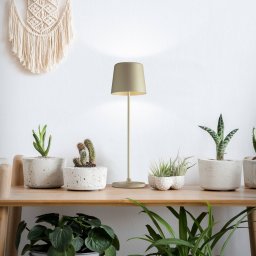 Brilliant Kaami LED table lamp, dimmable, matt gold