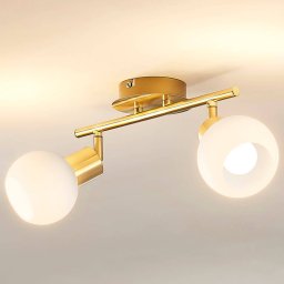 Lindby ceiling lamp Elaina, 30 cm, 2-bulb, brass, glass, E14