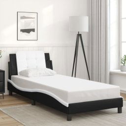 vidaXL Bed Frame without Mattress "Zadar" Black and White 80x200 cm Faux Leather