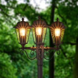 Lindby Lamina outdoor light, 172cm, 3-bulb, black-rust, E27