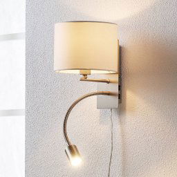 Lindby wall lamp Florens, nickel, LED reading lamp, 23.5 cm