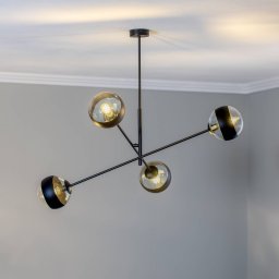 EMIBIG LIGHTING Linear ceiling light, black/clear, 4-bulb