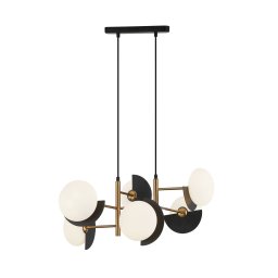 Viokef Darcy pendant light, black/bronze, 6-bulb