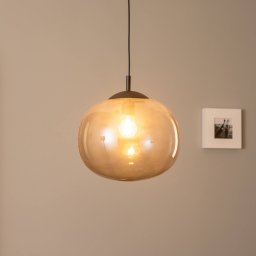 TK Lighting Vibe pendant light, graphite grey-transparent glass, Ø 35 cm