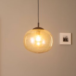TK Lighting Vibe pendant light, brown-transparent glass, Ø 35 cm