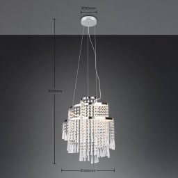Reality Leuchten LED hanging light Pomp, Ø 38 cm, chrome, acrylic/metal, CCT