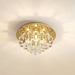 Lindby ceiling light Gillion, 4-bulb, gold, crystal, Ø 35cm