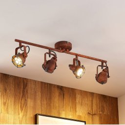 Lindby downlight Scabra, 63 cm, rust brown, 4-bulb, metal