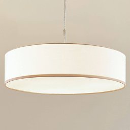 Lindby Sebatin pendant light, Ø 50 cm, white, fabric, E27