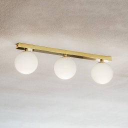 Argon Ceiling lamp Fatis opal glass/brass 3-bulb long
