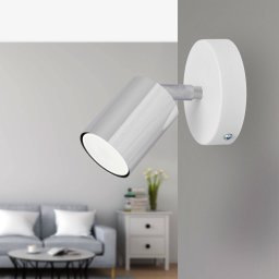 HELAM Tune II wall light, white/chrome, metal, E27, Ø 5.5 cm
