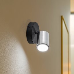 HELAM Tune II wall light, black/chrome, metal, E27, Ø 5.5 cm