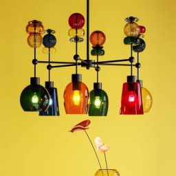 KARE Mazzo Sei pendant light, multicoloured glass, 6-bulb