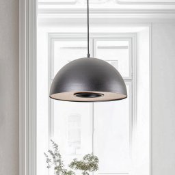 Luminex Drew pendant light in black with wood decor