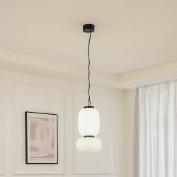 Lucande LED pendant light Lucya, 2-bulb, glass, white, 43 cm