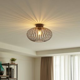 Lindby Nahele ceiling light, brown, metal, Ø 40 cm, E27