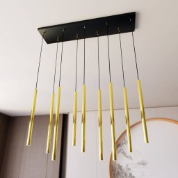 EMIBIG LIGHTING Selter pendant light, gold-coloured, 9-bulb, metal