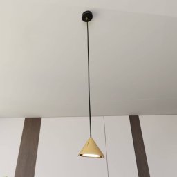 EMIBIG LIGHTING Elit hanging light, 1-bulb, gold-coloured, metal suspension system 1 m