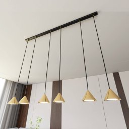 EMIBIG LIGHTING Elit pendant light, 6-bulb, gold-coloured, metal