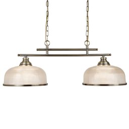 Searchlight Bistro II pendant light two-bulb brass