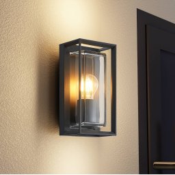 Arcchio Ismera outdoor wall light, anthracite/clear, IP65, glass