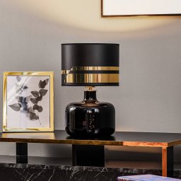 Argon Bodo textile table lamp, black and gold