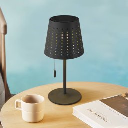 Lindby LED table lamp Hilario, black, iron, rechargeable battery