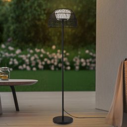 Lucande LED outdoor floor lamp Heribio, black, iron, 153 cm