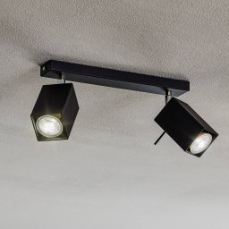 SOLLUX LIGHTING Ceiling spotlight Square, black, 2-bulb